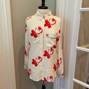 Ganni red and white floral blouse, medium